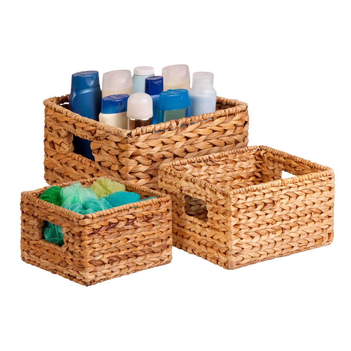 Natural Decorative Water Hyacinth Nested Baskets (Set of 3)
